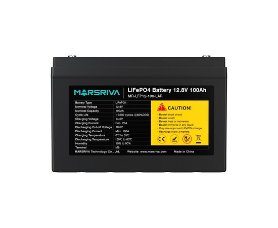 Батарея LiFePo4 Marsriva 12.8V 100Ah (MR-LFP12-100-LAR), изображение 3 Батарея LiFePo4 Marsriva 12.8V 100Ah (MR-LFP12-100-LAR), изображение 3