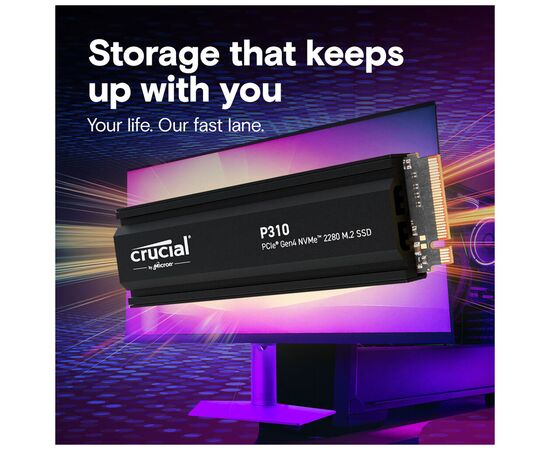 Накопичувач SSD M.2 2280 1TB P310 with heatsink Micron (CT1000P310SSD5), зображення 6 Накопичувач SSD M.2 2280 1TB P310 with heatsink Micron (CT1000P310SSD5), зображення 6