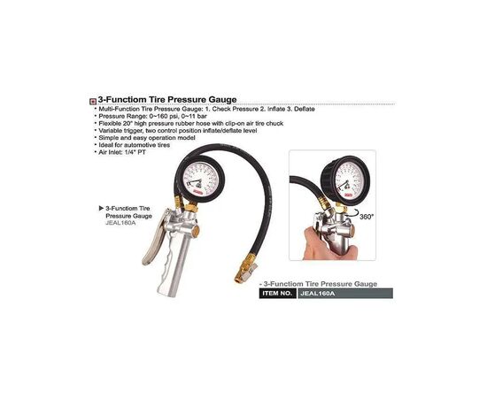 Пістолет для підкачки коліс Toptul 1/4" професійний (JEAL160A), зображення 3 Пістолет для підкачки коліс Toptul 1/4" професійний (JEAL160A), зображення 3