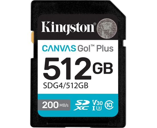 Карта памяти Kingston 512GB SDXC сlass 10 UHS-I U3 V30 Canvas Go Plus G4 (SDG4/512GB)