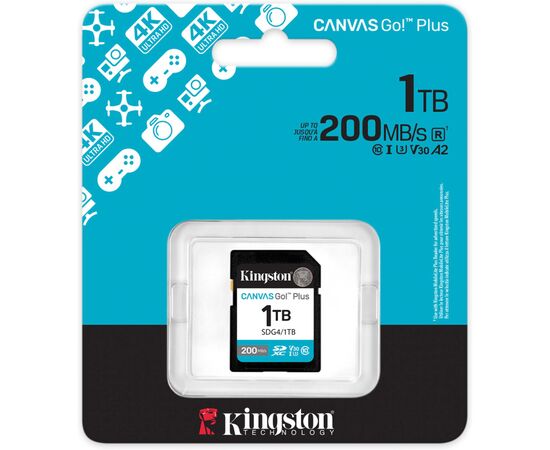 Карта памяти Kingston 1TB SDXC сlass 10 UHS-I U3 V30 Canvas Go Plus G4 (SDG4/1TB), изображение 3 Карта памяти Kingston 1TB SDXC сlass 10 UHS-I U3 V30 Canvas Go Plus G4 (SDG4/1TB), изображение 3