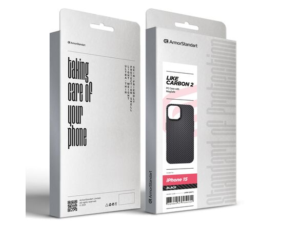 Чохол до мобільного телефона Armorstandart LikeCarbon2 MagCase для Apple iPhone 15 Black (ARM83807), зображення 2