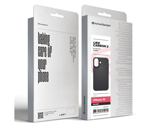 Чехол для мобильного телефона Armorstandart LikeCarbon2 MagCase для Apple iPhone 16 Black (ARM83810), изображение 2