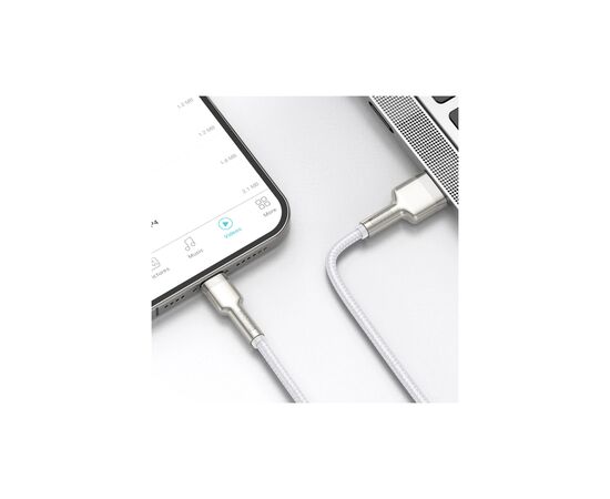 Дата кабель USB 2.0 AM to Lightning 2.0m Cafule Series Metal 2.4A White Baseus (CALJK-B02), изображение 10 Дата кабель USB 2.0 AM to Lightning 2.0m Cafule Series Metal 2.4A White Baseus (CALJK-B02), изображение 10