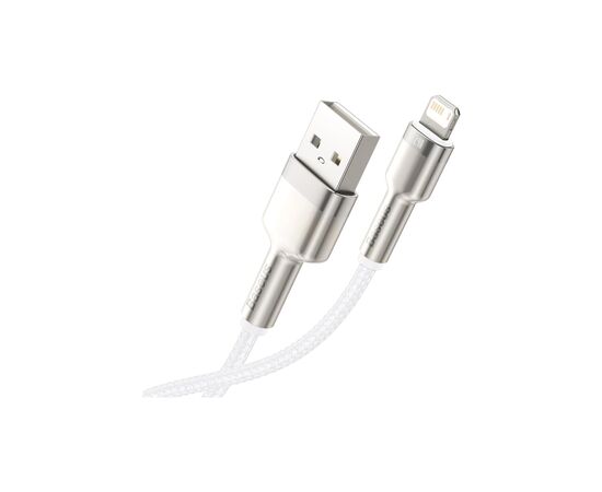 Дата кабель USB 2.0 AM to Lightning 2.0m Cafule Series Metal 2.4A White Baseus (CALJK-B02), изображение 4 Дата кабель USB 2.0 AM to Lightning 2.0m Cafule Series Metal 2.4A White Baseus (CALJK-B02), изображение 4
