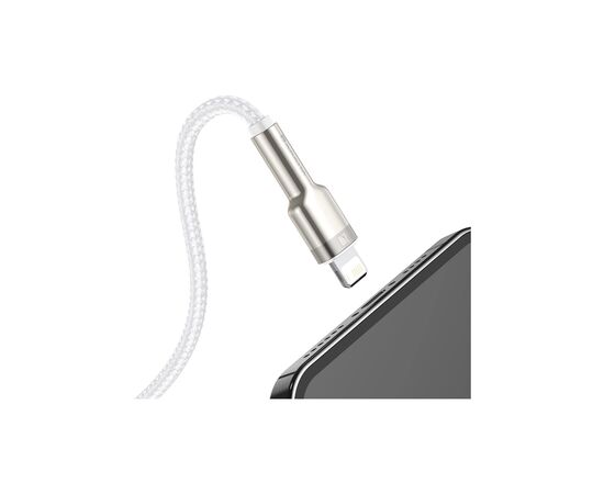 Дата кабель USB 2.0 AM to Lightning 2.0m Cafule Series Metal 2.4A White Baseus (CALJK-B02), изображение 6 Дата кабель USB 2.0 AM to Lightning 2.0m Cafule Series Metal 2.4A White Baseus (CALJK-B02), изображение 6