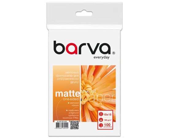 Фотопапір Barva 10x15, 190 g/m2, Everyday, Matte, 100c (IP-AE190-409)