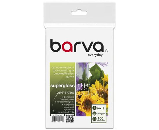 Фотопапір Barva 10x15, 260 g/m2, Everyday, superglossy, 100c (IP-RE260-389)