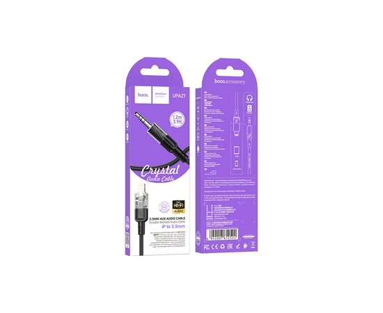 Кабель мультимедийный Lightning to 3.5mm M 1.0m Black HOCO (6942007612524), изображение 4 Кабель мультимедийный Lightning to 3.5mm M 1.0m Black HOCO (6942007612524), изображение 4