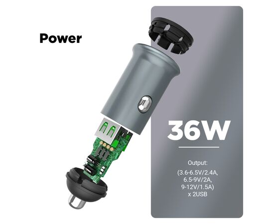 Зарядное устройство Armorstandart 2xUSB QC3.0 Grey + cable USB-C (ARM82459), изображение 2 Зарядное устройство Armorstandart 2xUSB QC3.0 Grey + cable USB-C (ARM82459), изображение 2