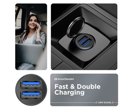 Зарядное устройство Armorstandart 2xUSB QC3.0 Grey + cable USB-C (ARM82459), изображение 3 Зарядное устройство Armorstandart 2xUSB QC3.0 Grey + cable USB-C (ARM82459), изображение 3
