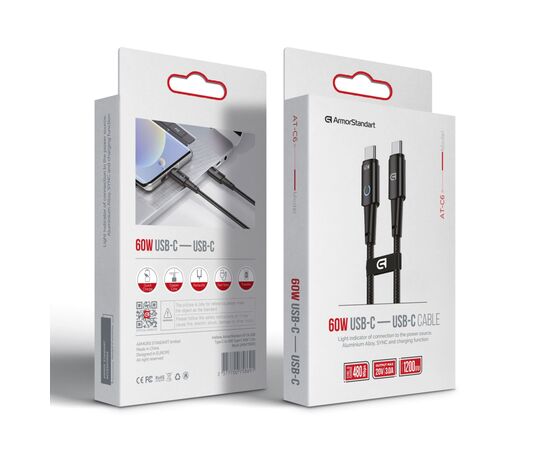 Дата кабель USB-C to USB-C 1.2m 60W black Armorstandart (ARM75869), изображение 2