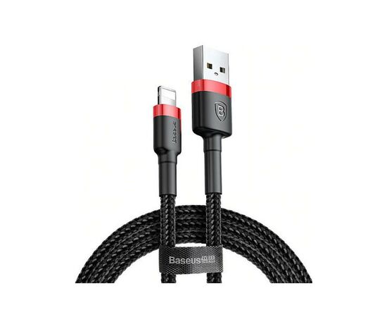 Дата кабель USB 2.0 AM to Lightning 0.5m Cafule 2.4A red+black Baseus (CALKLF-A19), изображение 2 Дата кабель USB 2.0 AM to Lightning 0.5m Cafule 2.4A red+black Baseus (CALKLF-A19), изображение 2
