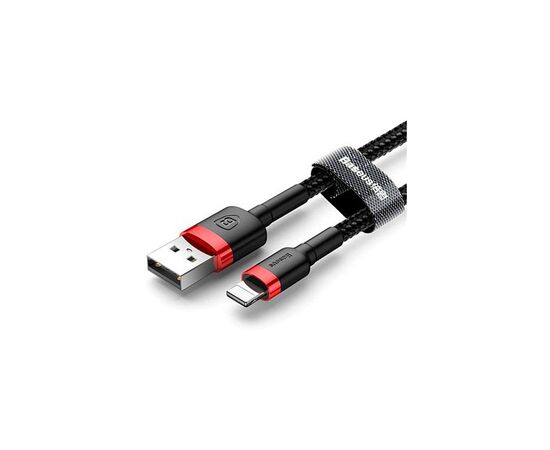 Дата кабель USB 2.0 AM to Lightning 2.0m 1.5A red-black Baseus (CALKLF-C19), изображение 2 Дата кабель USB 2.0 AM to Lightning 2.0m 1.5A red-black Baseus (CALKLF-C19), изображение 2
