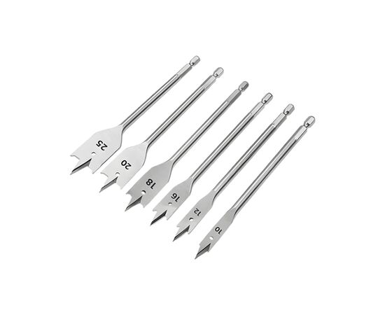 Набор сверл Tolsen плоских по дереву 6 шт 10, 12, 16, 18, 20, 25мм (75655), изображение 2