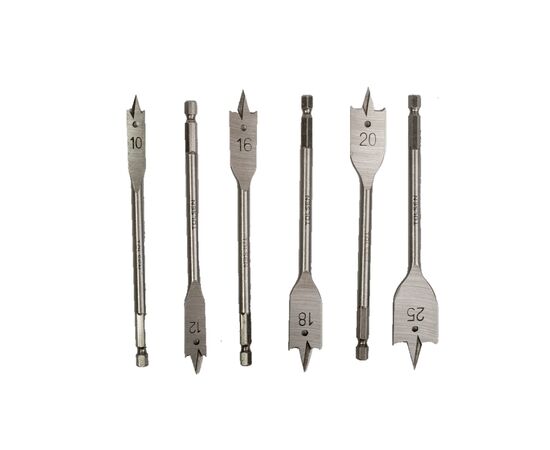 Набор сверл Tolsen плоских по дереву 6 шт 10, 12, 16, 18, 20, 25мм (75655), изображение 3