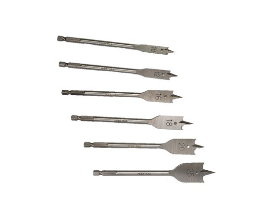 Набор сверл Tolsen плоских по дереву 6 шт 10, 12, 16, 18, 20, 25мм (75655), изображение 4