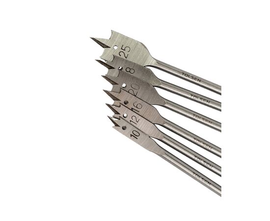 Набор сверл Tolsen плоских по дереву 6 шт 10, 12, 16, 18, 20, 25мм (75655), изображение 7