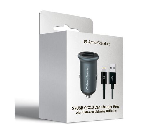 Зарядное устройство Armorstandart 2xUSB QC3.0 Grey + cable Lightning (ARM82458), изображение 6 Зарядное устройство Armorstandart 2xUSB QC3.0 Grey + cable Lightning (ARM82458), изображение 6