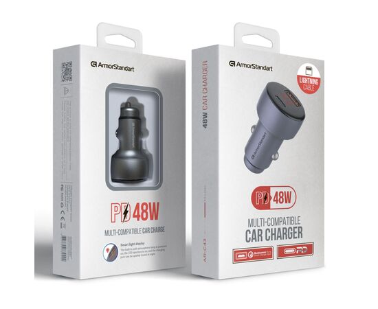 Зарядное устройство Armorstandart AR-C43 Type-C PD30W + USB QC 3.0 Grey + cable Lightning (ARM82462), изображение 4 Зарядное устройство Armorstandart AR-C43 Type-C PD30W + USB QC 3.0 Grey + cable Lightning (ARM82462), изображение 4