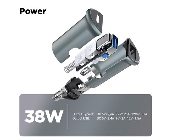 Зарядное устройство Armorstandart USB Type-C PD20W + USB QC 3.0 Grey + cable Lightning (ARM82460), изображение 2 Зарядное устройство Armorstandart USB Type-C PD20W + USB QC 3.0 Grey + cable Lightning (ARM82460), изображение 2