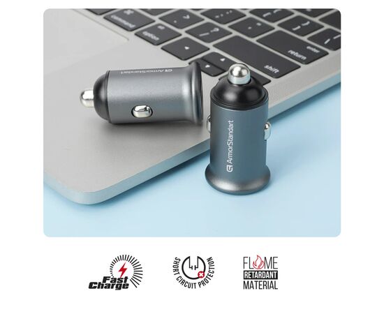 Зарядное устройство Armorstandart USB Type-C PD20W + USB QC 3.0 Grey + cable Lightning (ARM82460), изображение 5 Зарядное устройство Armorstandart USB Type-C PD20W + USB QC 3.0 Grey + cable Lightning (ARM82460), изображение 5