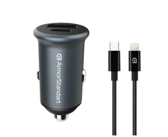 Зарядное устройство Armorstandart USB Type-C PD20W + USB QC 3.0 Grey + cable Lightning (ARM82460)