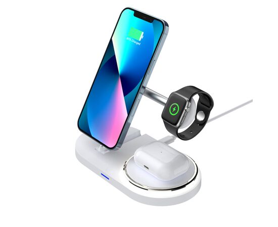 Зарядное устройство Armorstandart Wireless Charging H101 3 in 1 Magnetic White (ARM78102), изображение 4 Зарядное устройство Armorstandart Wireless Charging H101 3 in 1 Magnetic White (ARM78102), изображение 4