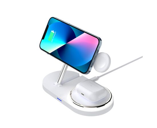 Зарядное устройство Armorstandart Wireless Charging H101 3 in 1 Magnetic White (ARM78102), изображение 5 Зарядное устройство Armorstandart Wireless Charging H101 3 in 1 Magnetic White (ARM78102), изображение 5