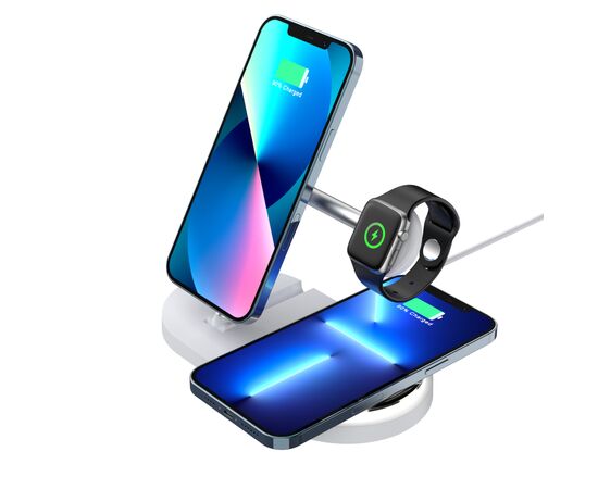 Зарядное устройство Armorstandart Wireless Charging H101 3 in 1 Magnetic White (ARM78102), изображение 6 Зарядное устройство Armorstandart Wireless Charging H101 3 in 1 Magnetic White (ARM78102), изображение 6