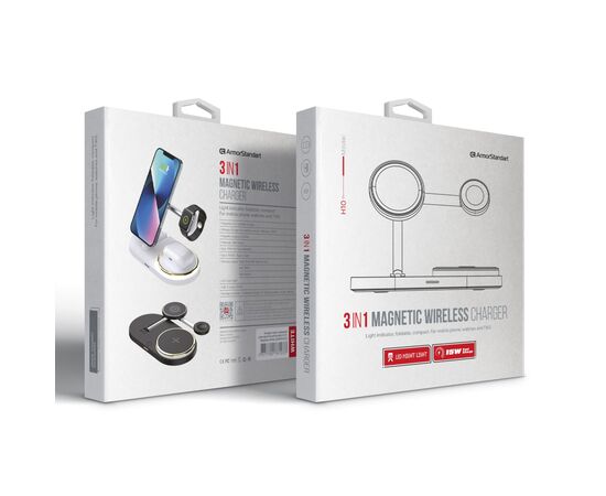 Зарядное устройство Armorstandart Wireless Charging H101 3 in 1 Magnetic White (ARM78102), изображение 7 Зарядное устройство Armorstandart Wireless Charging H101 3 in 1 Magnetic White (ARM78102), изображение 7