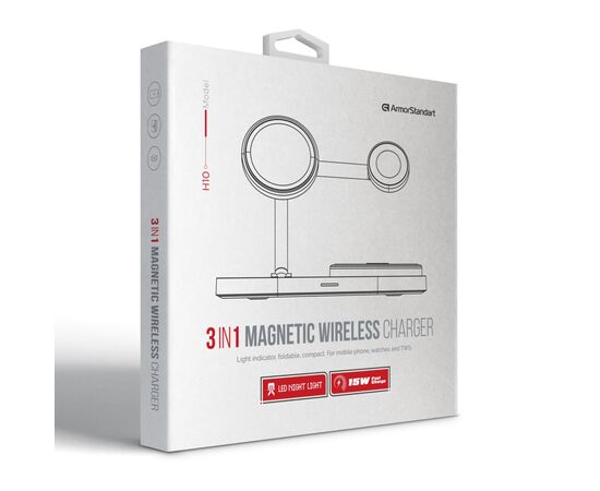 Зарядное устройство Armorstandart Wireless Charging H101 3 in 1 Magnetic White (ARM78102), изображение 8 Зарядное устройство Armorstandart Wireless Charging H101 3 in 1 Magnetic White (ARM78102), изображение 8