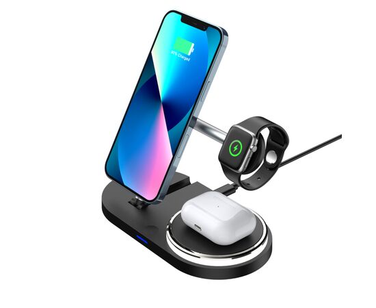 Зарядное устройство Armorstandart Wireless Charging H102 3 in 1 Magnetic Black (ARM78103), изображение 4 Зарядное устройство Armorstandart Wireless Charging H102 3 in 1 Magnetic Black (ARM78103), изображение 4