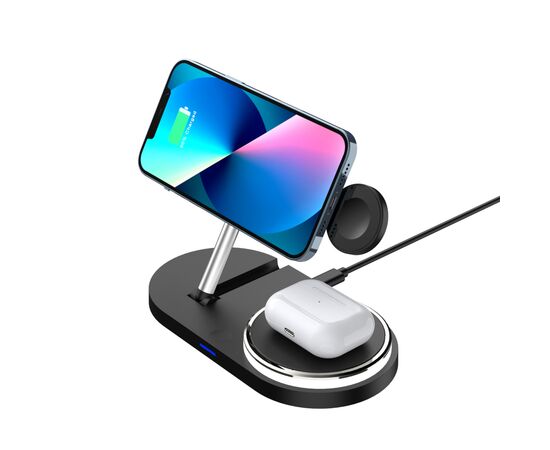 Зарядное устройство Armorstandart Wireless Charging H102 3 in 1 Magnetic Black (ARM78103), изображение 5 Зарядное устройство Armorstandart Wireless Charging H102 3 in 1 Magnetic Black (ARM78103), изображение 5