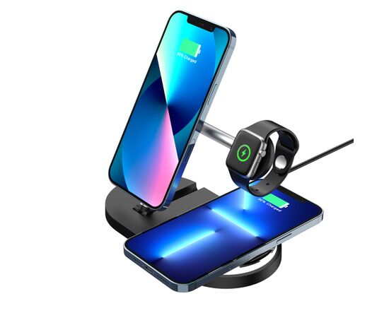 Зарядное устройство Armorstandart Wireless Charging H102 3 in 1 Magnetic Black (ARM78103), изображение 6 Зарядное устройство Armorstandart Wireless Charging H102 3 in 1 Magnetic Black (ARM78103), изображение 6