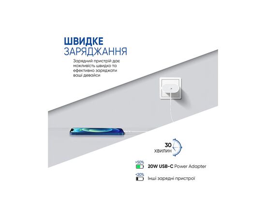 Зарядное устройство Armorstandart AMHJ83 20W USB-C White + cable USB-C to USB-C (ARM77725), изображение 7 Зарядное устройство Armorstandart AMHJ83 20W USB-C White + cable USB-C to USB-C (ARM77725), изображение 7