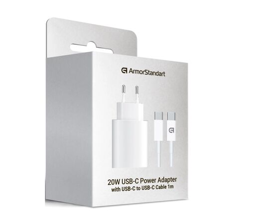 Зарядное устройство Armorstandart AMHJ83 20W USB-C White + cable USB-C to USB-C (ARM77725), изображение 8 Зарядное устройство Armorstandart AMHJ83 20W USB-C White + cable USB-C to USB-C (ARM77725), изображение 8