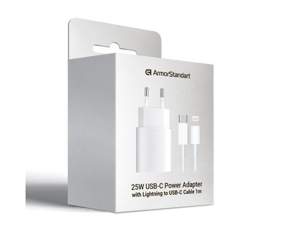 Зарядное устройство Armorstandart AR-TA800W USB-C 25W White + cable USB-C to Lightning (ARM77719), изображение 6