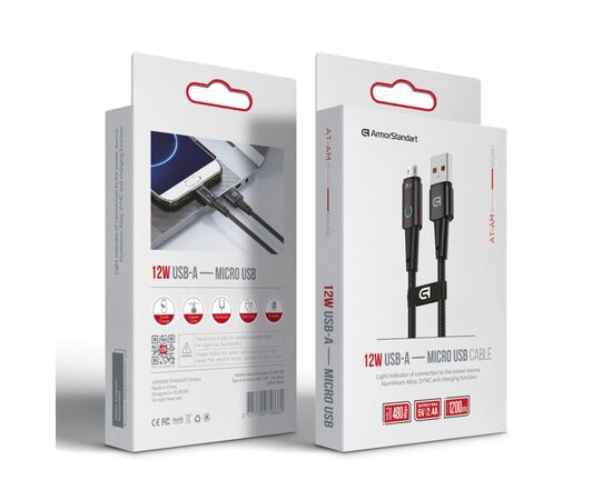 Дата кабель USB 2.0 AM to Micro 5P 1.2m 12W black Armorstandart (ARM75866), изображение 2 Дата кабель USB 2.0 AM to Micro 5P 1.2m 12W black Armorstandart (ARM75866), изображение 2