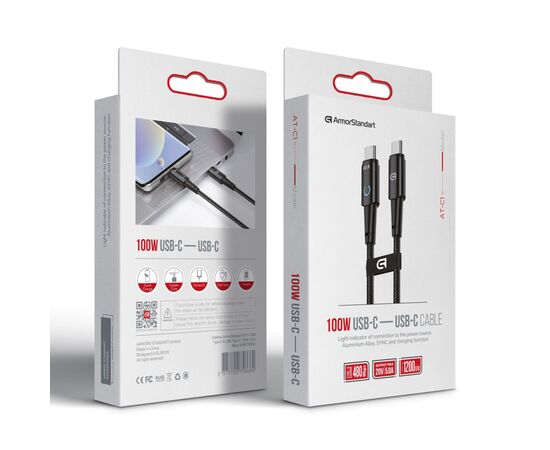 Дата кабель USB-C to USB-C 1.2m Magnetic 100W black Armorstandart (ARM75868), изображение 2 Дата кабель USB-C to USB-C 1.2m Magnetic 100W black Armorstandart (ARM75868), изображение 2