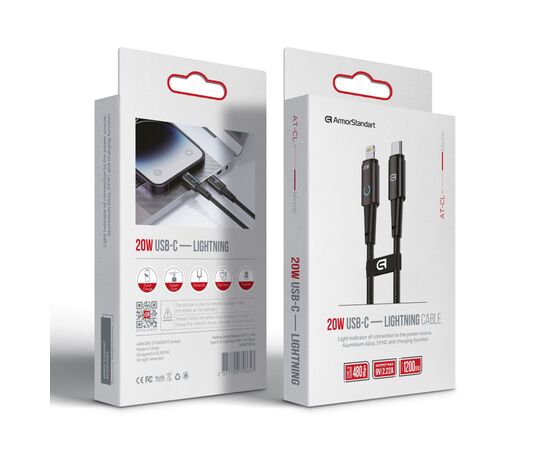 Дата кабель USB-C to Lightning 1.2m 20W black Armorstandart (ARM75865), изображение 2