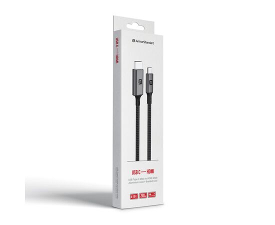 Кабель мультимедийный USB-C to HDMI M 2.0m 4K60Hz black Armorstandart (ARM76891), изображение 2 Кабель мультимедийный USB-C to HDMI M 2.0m 4K60Hz black Armorstandart (ARM76891), изображение 2