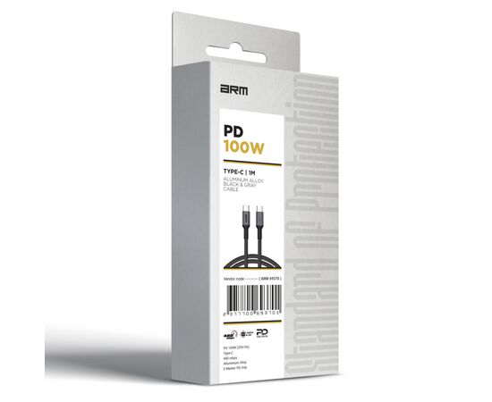 Дата кабель USB-C to USB-C 1.0m PD 100W black-grey Armorstandart (ARM69370), зображення 5 Дата кабель USB-C to USB-C 1.0m PD 100W black-grey Armorstandart (ARM69370), зображення 5