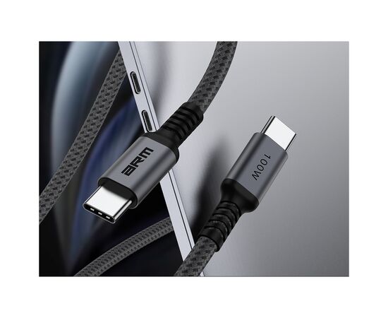 Дата кабель USB-C to USB-C 2.0m PD 100W black-grey Armorstandart (ARM69371), зображення 2 Дата кабель USB-C to USB-C 2.0m PD 100W black-grey Armorstandart (ARM69371), зображення 2
