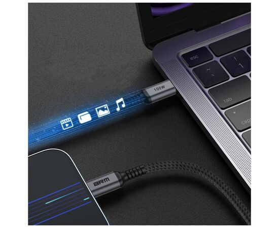 Дата кабель USB-C to USB-C 2.0m PD 100W black-grey Armorstandart (ARM69371), зображення 4 Дата кабель USB-C to USB-C 2.0m PD 100W black-grey Armorstandart (ARM69371), зображення 4