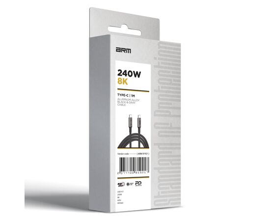 Дата кабель USB-C to USB-C 1.0m USB4 40Gbps 240W 8K60Hz black Armorstandart (ARM81921), зображення 8 Дата кабель USB-C to USB-C 1.0m USB4 40Gbps 240W 8K60Hz black Armorstandart (ARM81921), зображення 8