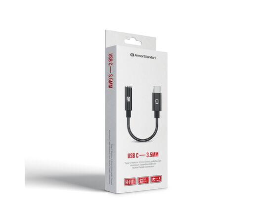 Адаптер USB-C M to 3.5mm F black Armorstandart (ARM76887), изображение 2 Адаптер USB-C M to 3.5mm F black Armorstandart (ARM76887), изображение 2