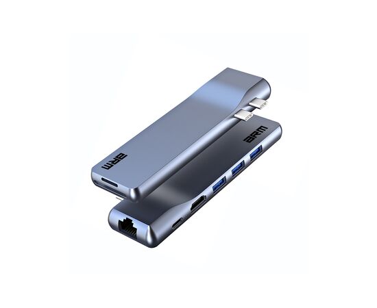 Концентратор Armorstandart For MacBook M-Series HDMI 4K, RJ45, PD, 3USB, SD, microSD Grey (ARM69367)
