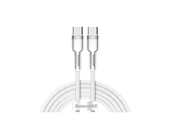 Дата кабель USB-C to USB-C 2.0 mCafule Metal PD 100W white Baseus (CATJK-D02)