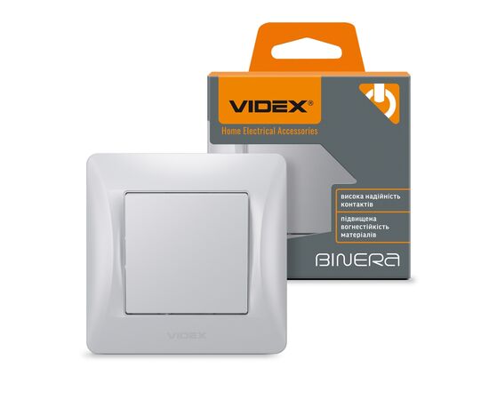 Выключатель Videx BINERA 1кл серебряный шёлк (VF-BNSW1-SS), изображение 4 Выключатель Videx BINERA 1кл серебряный шёлк (VF-BNSW1-SS), изображение 4